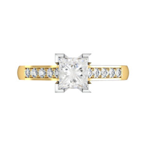 Princess Cut Diamond Yellow Gold Engagement Ring with V Shaped Basket yellow copy