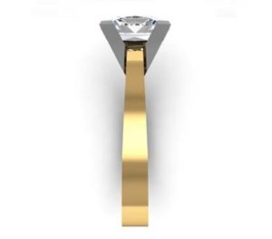 Princess Cut Diamond Yellow Gold Solitaire Engagement Ring with Flat Band 5 2