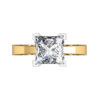 Princess Cut Diamond Yellow Gold Solitaire Engagement Ring with Flat Band y