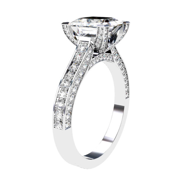 Princess Cut Engagement Ring with Diamond Encrusted Band 2