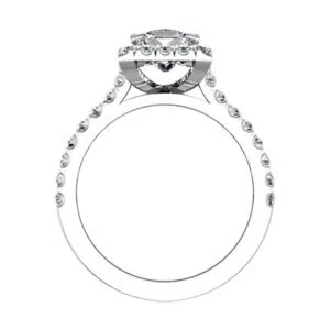 Princess Cut Halo Diamond Engagement Ring with Cut Down Diamond Band white 3