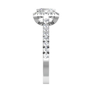 Princess Cut Halo Diamond Engagement Ring with Cut Down Diamond Band white 4