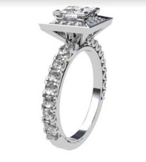 Princess Cut Halo Engagement Ring with Diamond Band 4 2