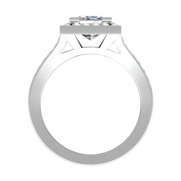 Princess Cut Halo Engagement Ring with Split Shank white 3