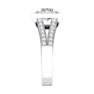 Princess Cut Halo Engagement Ring with Split Shank white 4