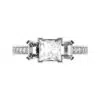 Princess Cut Three Stone Engagement Ring with Diamond Band white