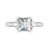 Princess Cut V Shape Three Stone Diamond Engagement Ring white