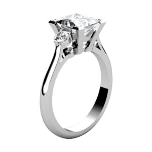 Princess Cut V Shape Three Stone Diamond Engagement Ring white 2