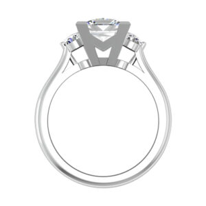 Princess Cut V Shape Three Stone Diamond Engagement Ring white 3