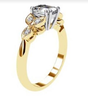 Radiant Cut Yellow Gold Petal Engagement Ring 4 2