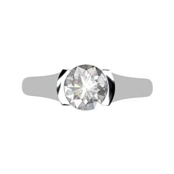 Round Brilliant Cut Bezel Set Solitaire Engagement Ring with X Form Basket 1