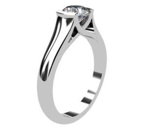 Round Brilliant Cut Bezel Set Solitaire Engagement Ring with X Form Basket 4 2