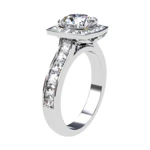 Round Brilliant Cut Diamond Bezel Halo Ring white 2