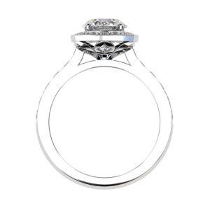 Round Brilliant Cut Diamond Bezel Halo Ring white 3