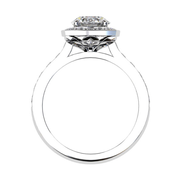 Round Brilliant Cut Diamond Bezel Halo Ring white 3