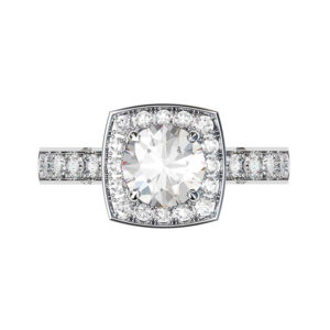 Round Brilliant Cut Diamond Bezel Halo Ring white