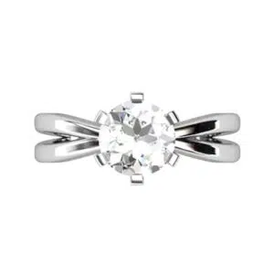 Round Brilliant Cut Diamond Engagement Ring with Crossover Band w