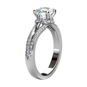 Round Brilliant Cut Diamond Engagement Ring with Diamond Basket w2