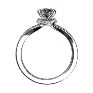 Round Brilliant Cut Diamond Engagement Ring with Diamond Basket w3