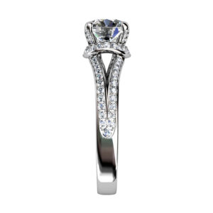 Round Brilliant Cut Diamond Engagement Ring with Diamond Basket w4