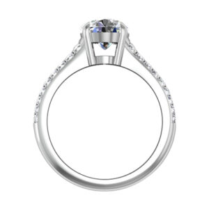 Round Brilliant Cut Diamond Engagement Ring with Tapering Diamond Band 3