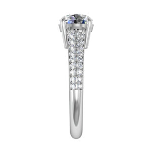 Round Brilliant Cut Diamond Engagement Ring with Tapering Diamond Band 4