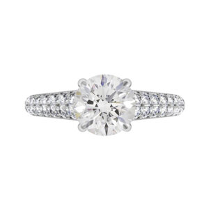 Round Brilliant Cut Diamond Engagement Ring with Tapering Diamond Band w copy