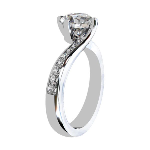 Round Brilliant Cut Diamond Engagement Ring with Twisted Band white 2