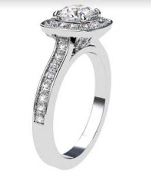 Round Brilliant Cut Diamond Halo Engagement Ring with Diamond Basket 4 2