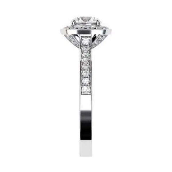 Round Brilliant Cut Diamond Halo Engagement Ring with Diamond Basket w2