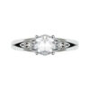 Round Brilliant Cut Diamond Leaf Motif Engagement Ring w