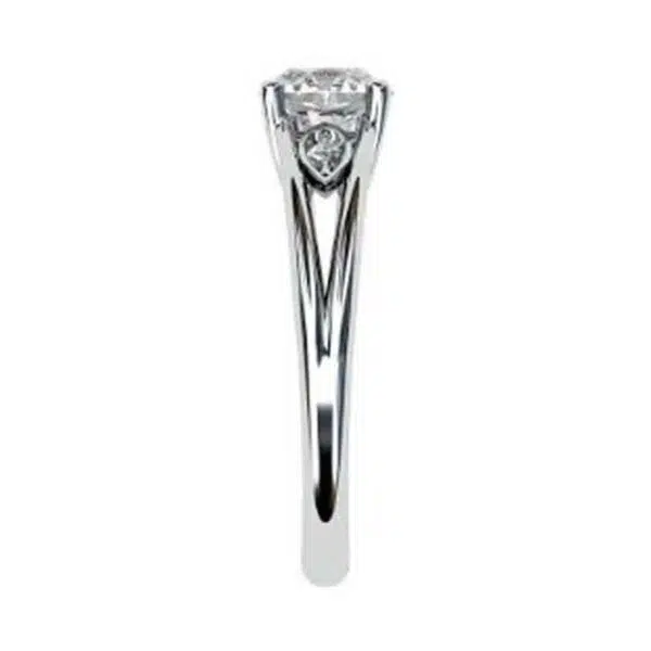 Round Brilliant Cut Diamond Leaf Motif Engagement Ring w2