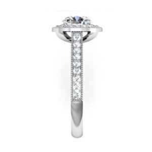 Round Brilliant Cut Diamond Milgrain Beaded Engagement Ring w2