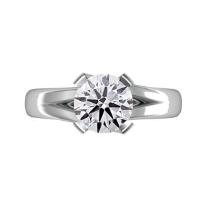 Round Brilliant Cut Diamond Solitaire Engagement Ring with Wide Split Shank 5