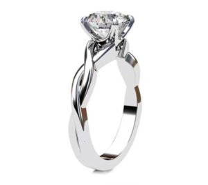 Round Brilliant Cut Diamond Solitaire Ring with Braided Band 4 2