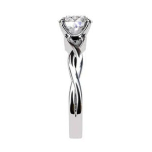 Round Brilliant Cut Diamond Solitaire Ring with Braided Band w2