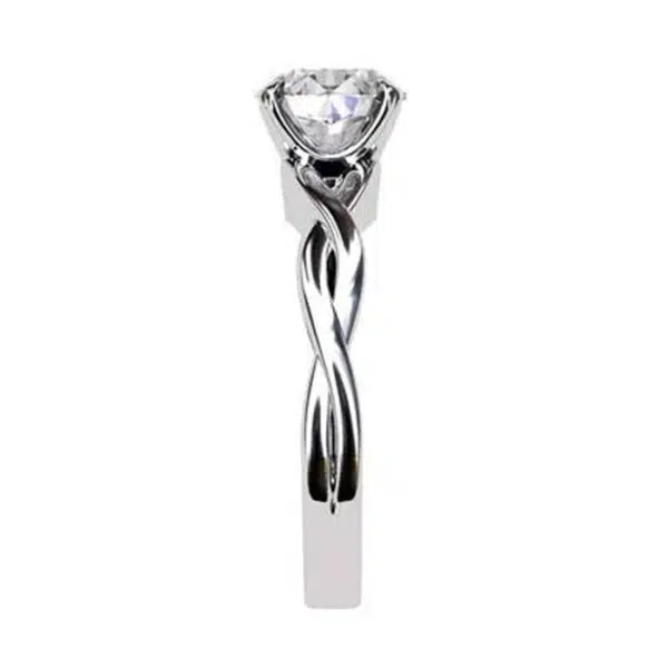 Round Brilliant Cut Diamond Solitaire Ring with Braided Band w2