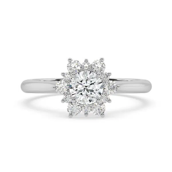 Round Brilliant Cut Snowflake Halo Diamond Ring White