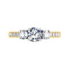 Round Brilliant Cut Three Stone Diamond Yellow Gold Engagement Ring y