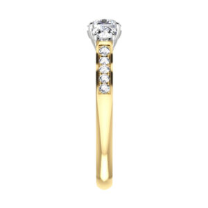 Round Brilliant Cut Three Stone Diamond Yellow Gold Engagement Ring y4