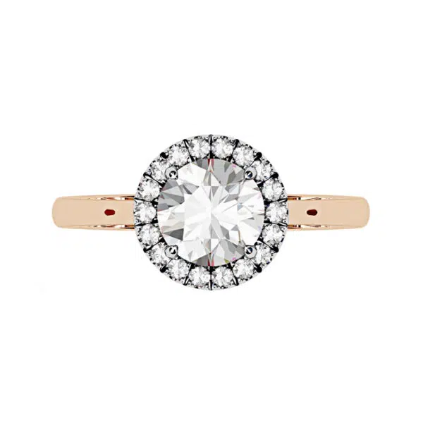 Round Diamond Halo Rose Gold Engagement Ring r