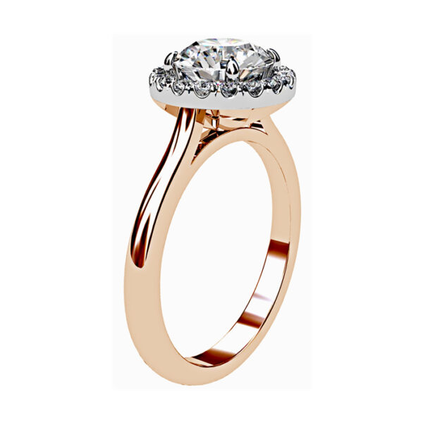 Round Diamond Halo Rose Gold Engagement Ring r2