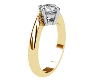 Round Diamond Yellow Gold Engagement Ring with Twisted Band 4 2