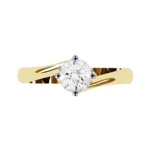 Round Diamond Yellow Gold Engagement Ring with Twisted Band y copy