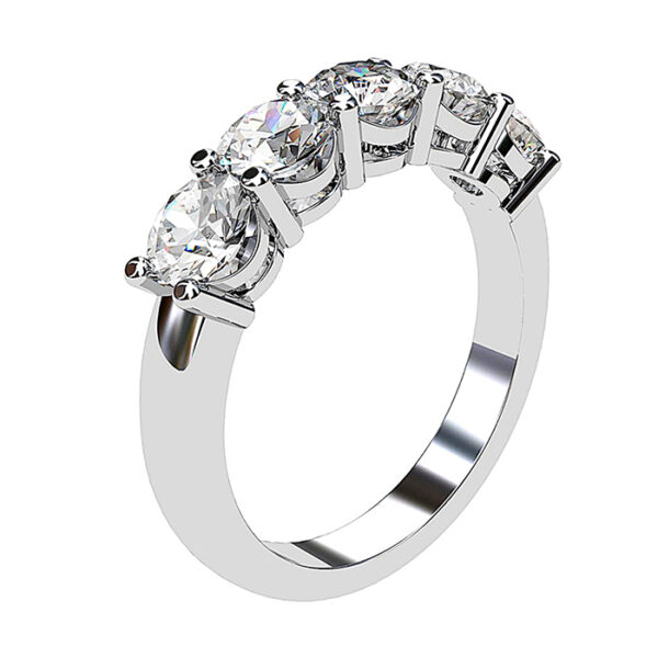 Round Five Stone Classic Claw Set Diamond Ring2