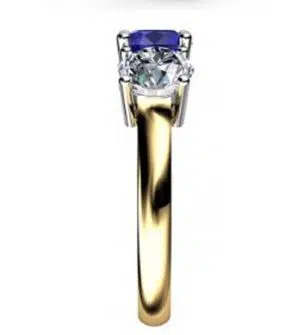 Round Sapphire Three Stone Yellow Gold Engagement Ring 5 2