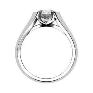 Round Semi Bezel Set Diamond Solitaire Ring with Wide Band w2