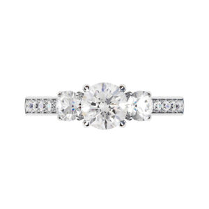 Round Three Stone Engagement Ring with Side Diamonds white copy