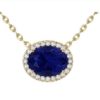 Royal Blue Oval Sapphire Halo Pendant 1 1