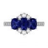 Sapphire Three Stone Oval and Diamond Cluster 2 3